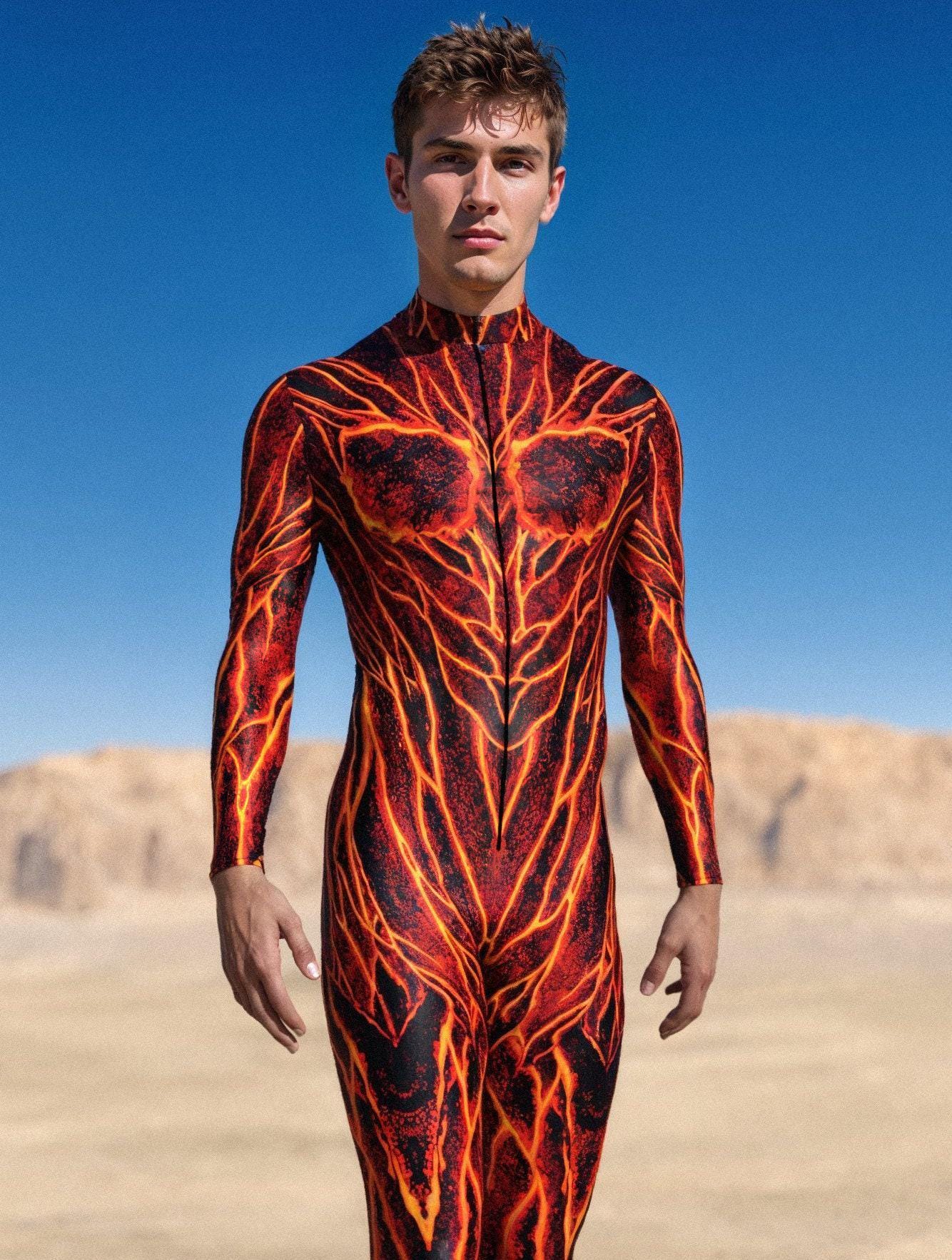 Lava Burst Bodysuit: UV Reflective Rave Costume - Etsy
