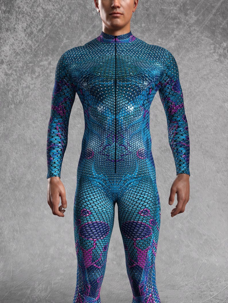 Cyber Rave Blue Cyber Costume: Men's Rave Festival Bodysuit - Etsy