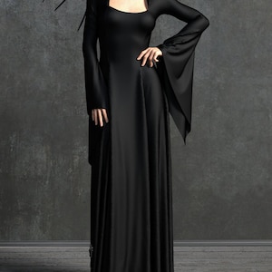 Black Witch Dress: Long Sleeve Halloween Costume image 1