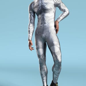 Silver Cyber Costume, Cyber Mermaid Costume Men, Armour Costume Men, Cosplay Costume Men, Rave Costumes Men, Festival Bodysuit, Rave Wear