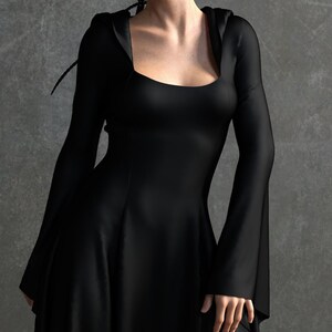 Black Witch Dress: Long Sleeve Halloween Costume image 4