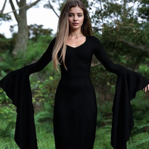 Morticia Long Dress Women, Black Vampire Halloween Dress, Witch Dress Women, Witch Costume Women, Halloween Costume, Halloween Adult Costume