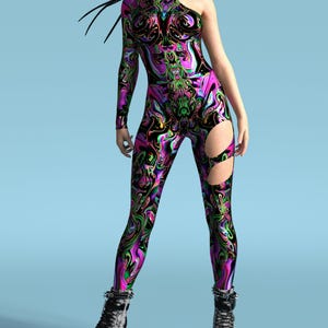 Rave Bodysuit, Rave Catsuit, Festival Costume, Festival Clothing, Sexy Rave Costume, Psychedelic Costume, Trippy Costume, Trippy Body Suit