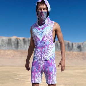 Rave Outfit Men, Festival Outfit Men, Rave Shirt Set Man, Festival Set For Men, Men Rave Clothing, Rave Male Set, Trippy Outfit, Disco Set