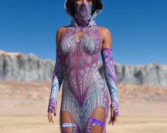 Robe longue rave transparente pour femme, Robe longue découpée pour festival, Tenue de festival en maille pour femmes, Robe de festival, Tenue rave, Robe de soirée disco