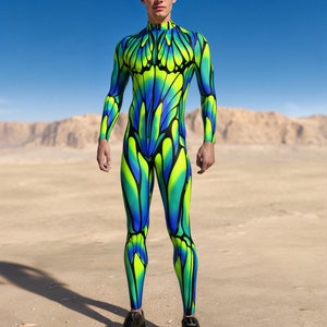 UV Light Costume Man, Performance Costume Man, Neon Costume Men, Festival Costumes Men, Rave Bodysuit Man, Festival Bodysuit, Rave Outfit image 5