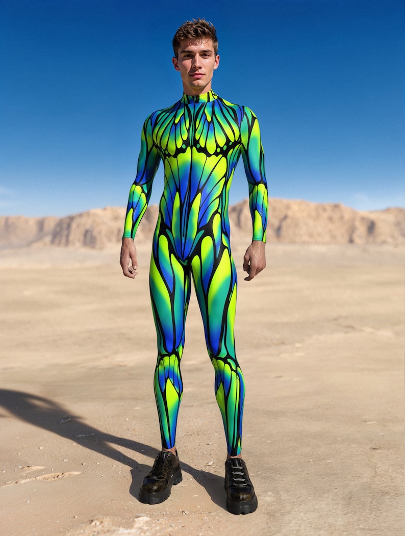 UV Light Costume Man, Performance Costume Man, Neon Costume Men, Festival Costumes Men, Rave Bodysuit Man, Festival Bodysuit, Rave Outfit image 5