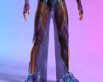 Disco Rave Pants, Festival Split Pants For Men, See-Through Rave Pants For Men, Festival Man Pants, Transparent Pants, Rave Party Men Pants