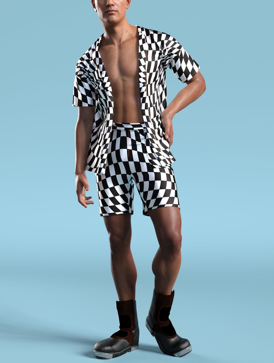 Liquid Chess Rave Kimono Shirt: Men's Festival Clothing - Etsy