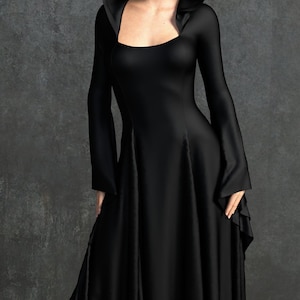 Black Witch Dress: Long Sleeve Halloween Costume image 3