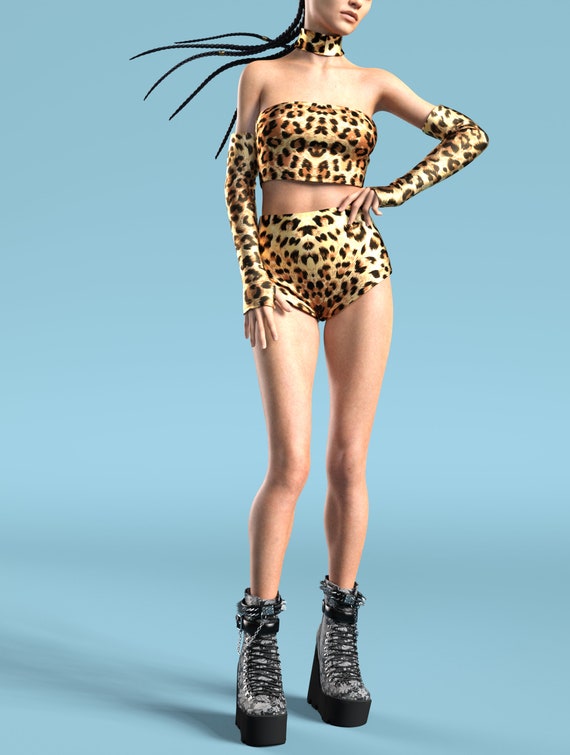 Cheetah Outfit, Festival Set Woman, Sexy Lion Wear, Rave Top, Rave Shorts,  Animal Shorts, Rave Clothing, Leopard Clothing, Festival Outfit -   Norway
