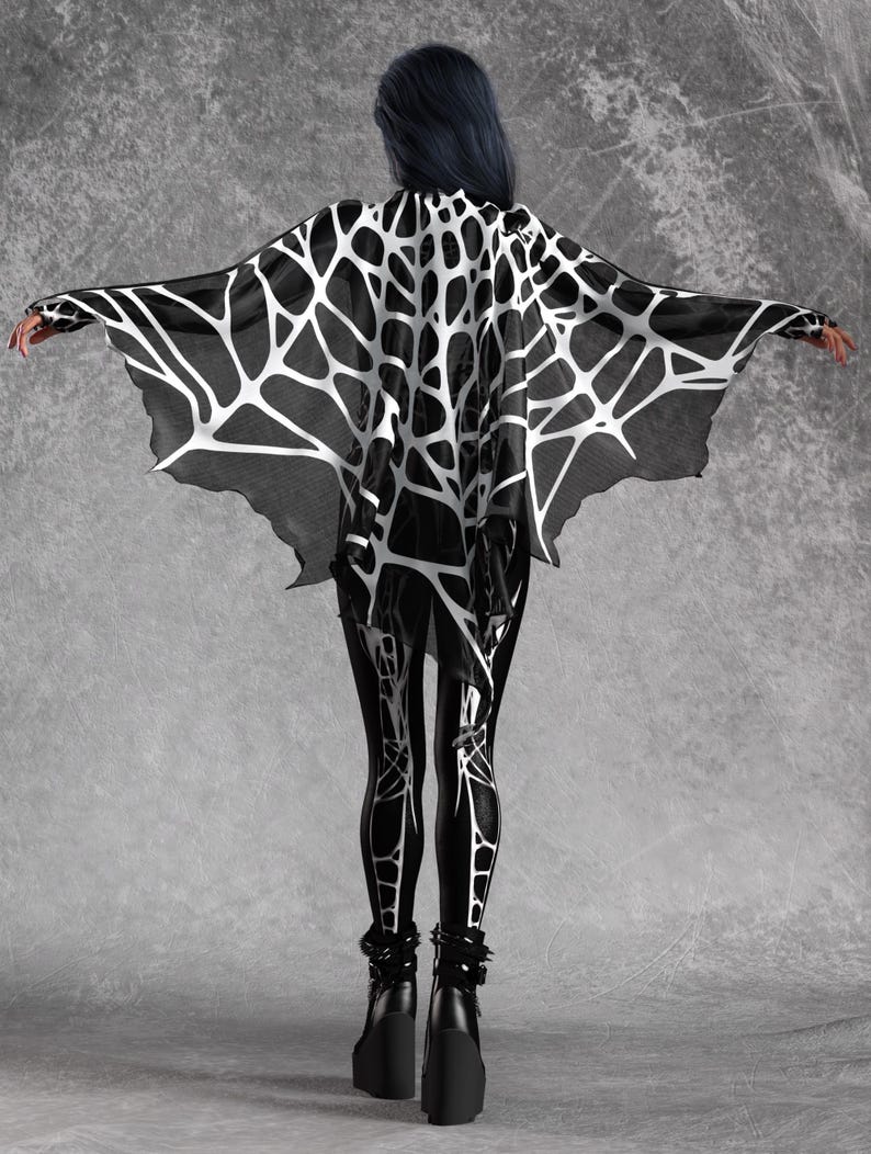 Arachna Dark Wings Halloween Costume Set: Mock Neck Spider Outfit - Etsy