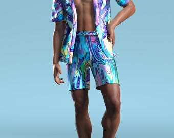 Rave Shorts Men, Rave Outfit Set Men, Festival Outfit Men, Festival Shorts Men, Men Festival Clothing, Burning Man Clothing, EDM Outfit Men