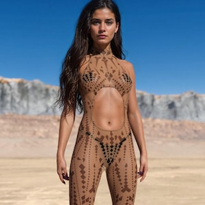 Rave Bodysuit, Festival Sleeveless Romper, Burning Man Jumpsuit Woman, Rave Cutout Romper Woman, Rave Outfit Woman, Festival Clothing Woman