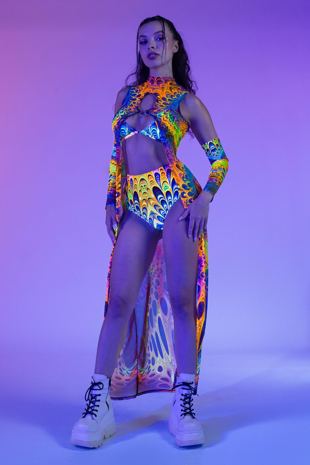 UV Reactive Festival Maxi Dress for Women – Blacklight Psychedelic Rave ...