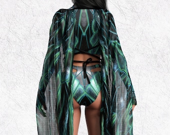 Rave Mesh Wings, Festival Outfit Wear, Rave Clothing, Woman Outfit, Festival Party Wings, Women Rave Wings, Performance Woman Clothing Set