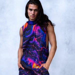 Psychedelic Accessories, Men Psychedelic Rave Hood, Festival Rave Hood, Men Rave Hood, Festival Outfit for Men, Psychedelic Wear for Men