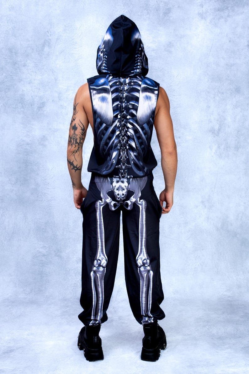 Skelaton Rave Halloween Skeleton Pants, Men’s Gothic Bottoms, Spooky Rave Festival ...