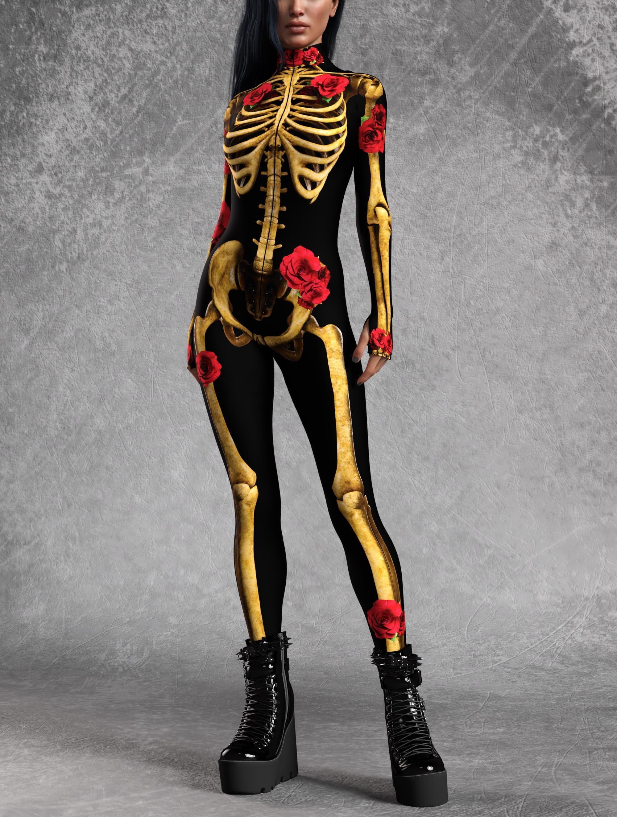 Rose Skeleton Bodysuit: Women's Halloween Costume - Etsy