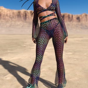 Mesh Charleston Pants, Psychedelic Mesh Pants, Mesh Rave Woman Festival Pants, Mesh Rave Pants, Transparent Pants, Sexy Party Mesh Pants