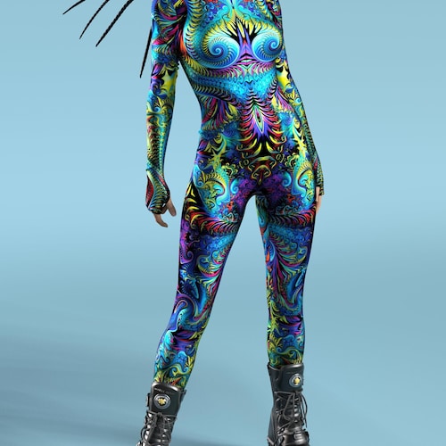 Fraktal Halloween Bodysuit: Kolorowy kostium damski