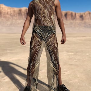 Mesh Rave Pants, Rave Split Pants, Festival Male Pants, Transparent Rave Pants, Psychedelic Men Pants, Rave Male Pants, Trippy Rave Pants