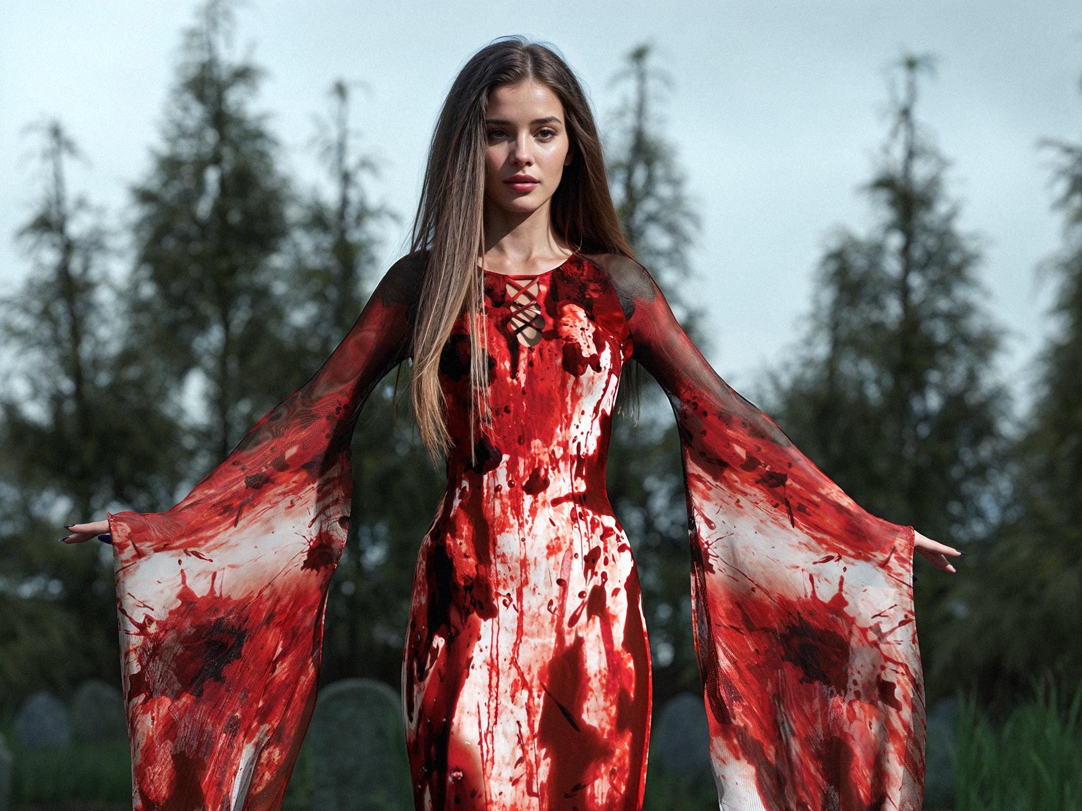 open lace back dress Bloody Prom Queen Costume main image 1