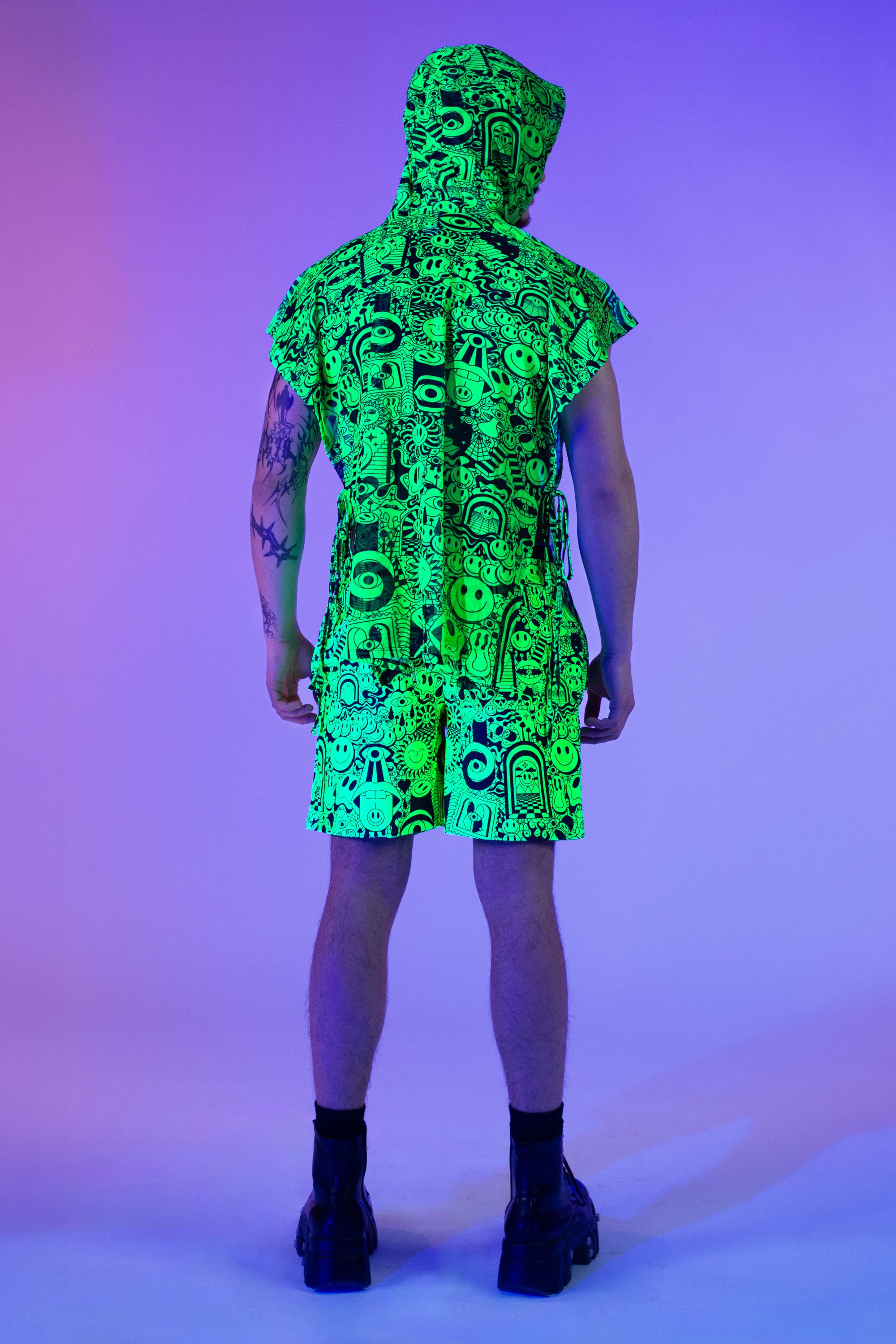 UV Reactive Unisex Hooded Rave Top – Blacklight Festival Clothing, Neon ...