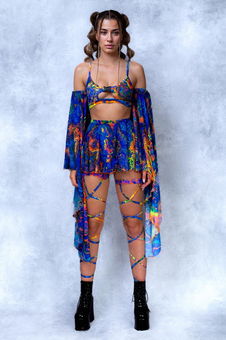 UV Psychedelic Set, Trippy Rave Set, Festival Outfit for Women ...