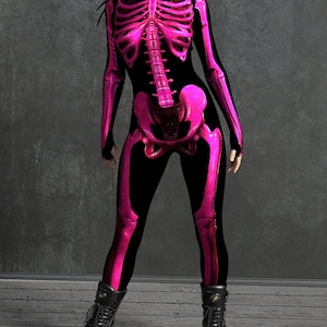 Pink Skeleton Costume, Skeleton Costume, Skeleton Bodysuit, Skeleton Costume For Women, Halloween Costume For Women, Womens Skeleton Costume