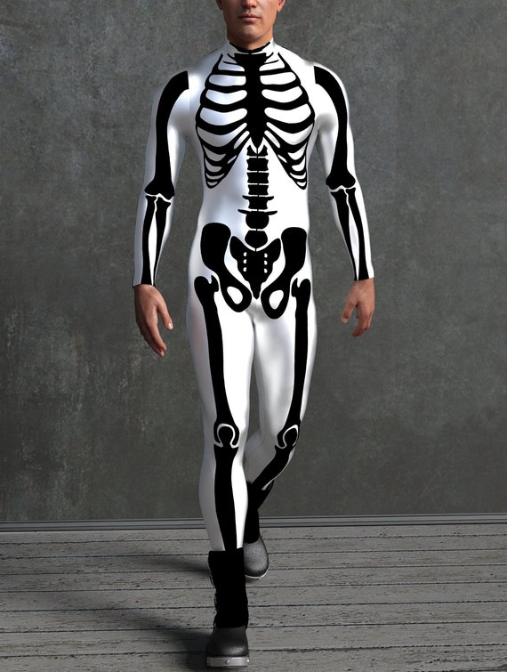 Black & White Skeleton Costume Men, Adult Skeleton Bodysuit, Funny  Halloween Costume Men, Adult Halloween Costumes 2022, Skeleton Bodysuit 
