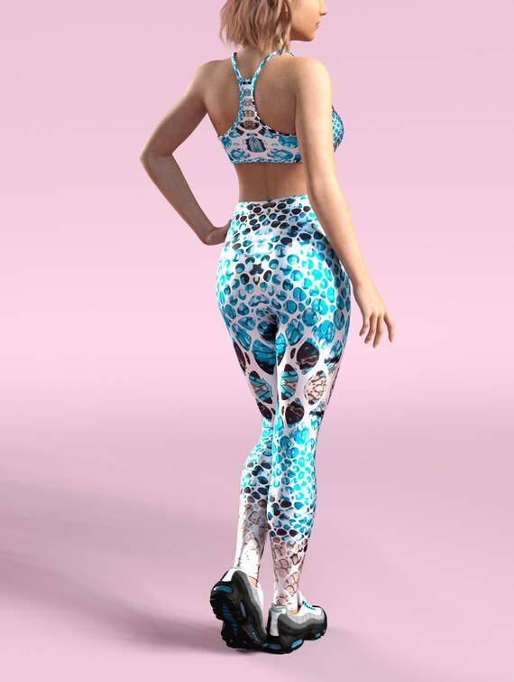 Blauwe Atletische Leggings Animal Print 