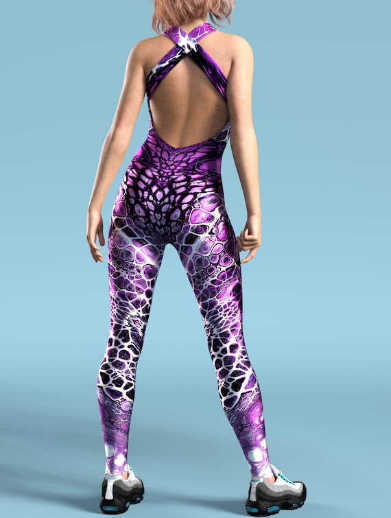 Purple Catsuit, Colorful Gym Outfit, Psychedelic Bodysuit, Workout Clothing,  Activewear Woman, Dance Costume, Yoga Outfit, Leisure Wear -  Canada