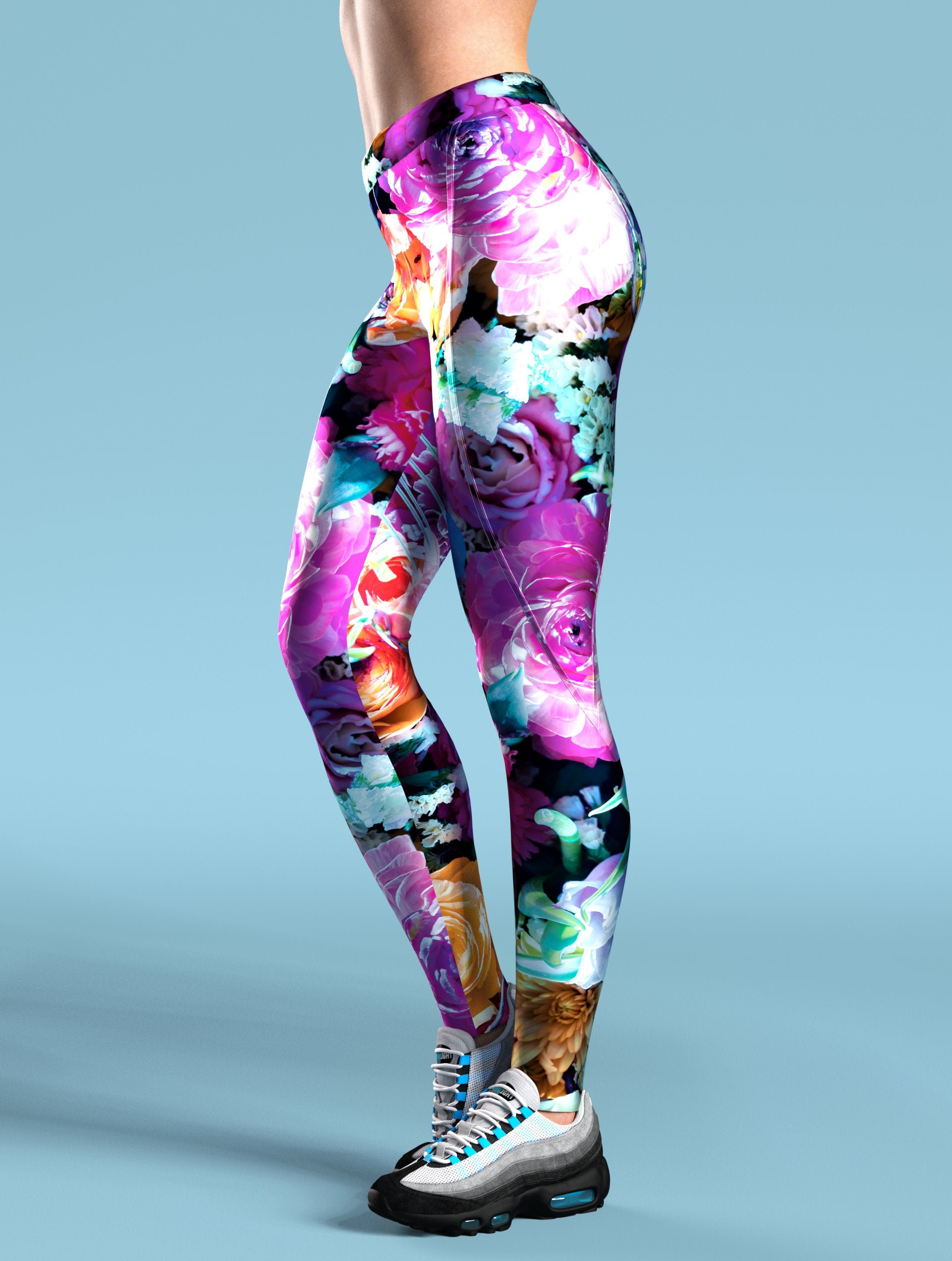 Flower Print Leggings Colorful Crossfit 