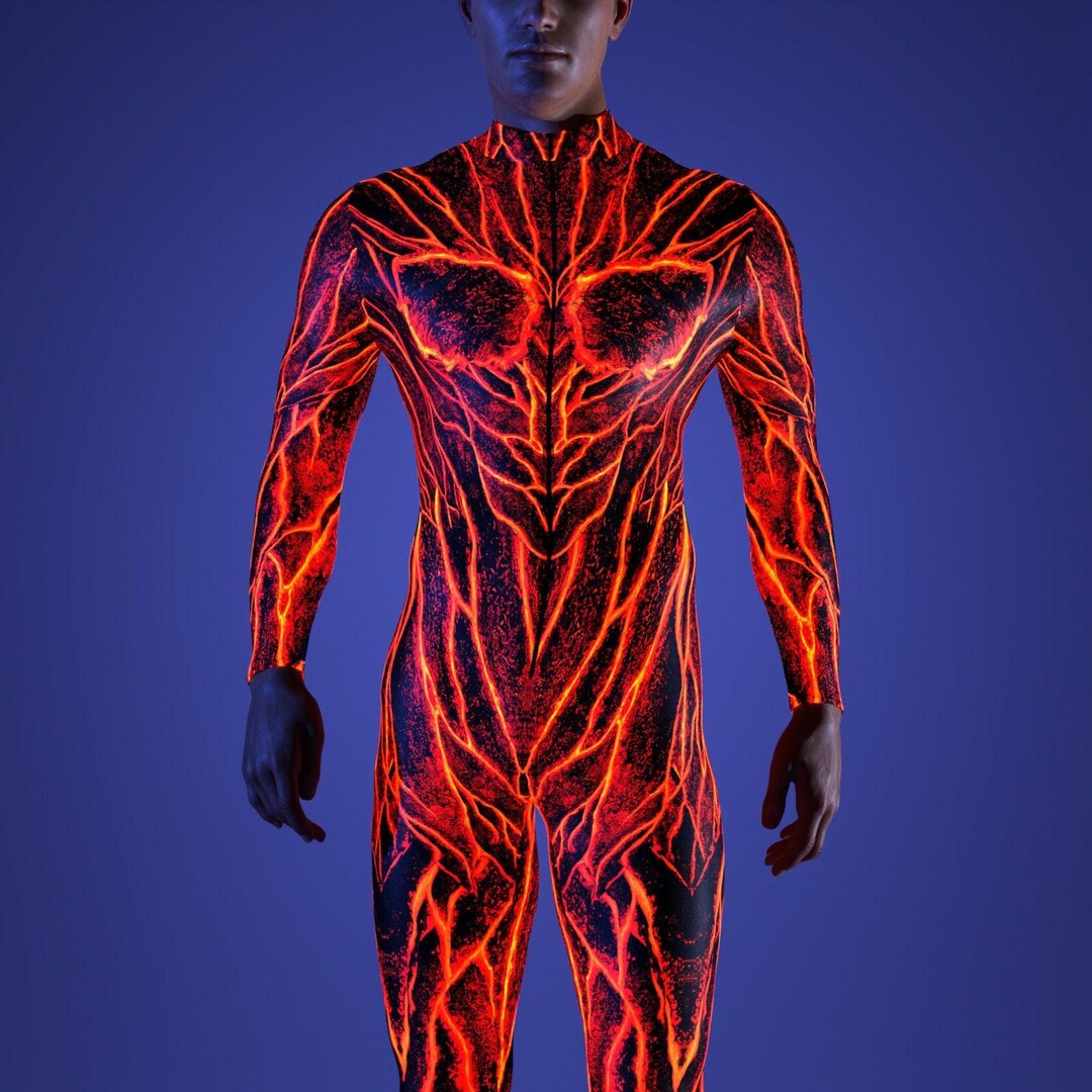 Lava Burst Bodysuit: UV Reflective Rave Costume - Etsy