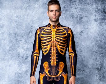 Skeleton Costume: Men's Full Bodysuit - Halloween Cosplay