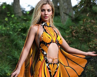 Butterfly Wings Jumpsuit, Halloween Costume, UV Reactive Clothing