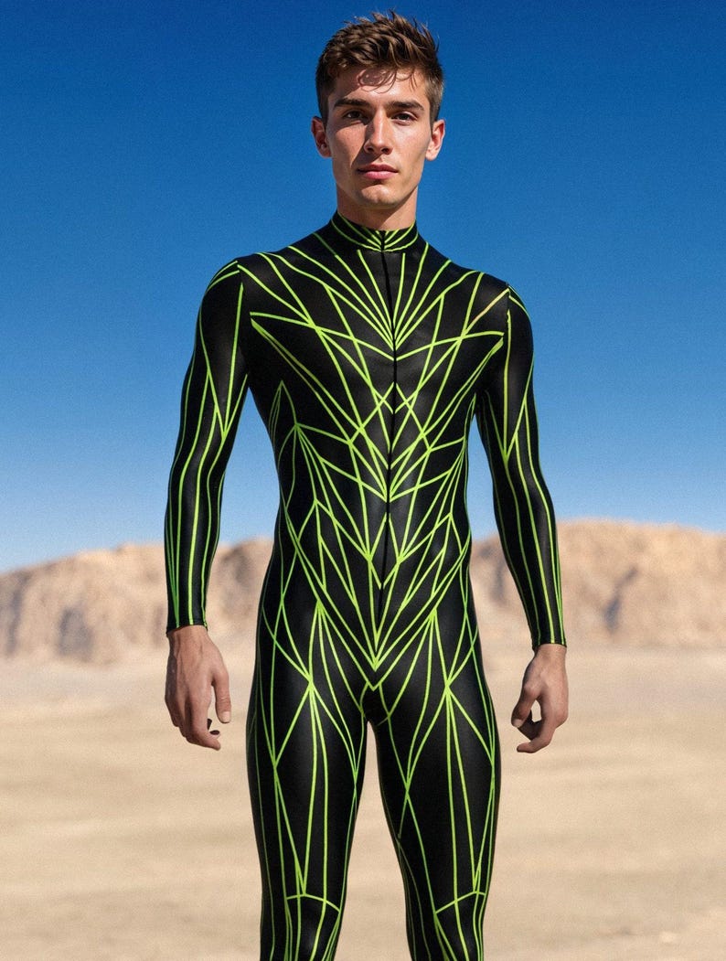 Neon Rave Fits Men UV Reflective Bodysuit: Neon Rave Costume for Men - Etsy