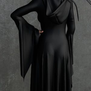 Black Witch Dress: Long Sleeve Halloween Costume image 2