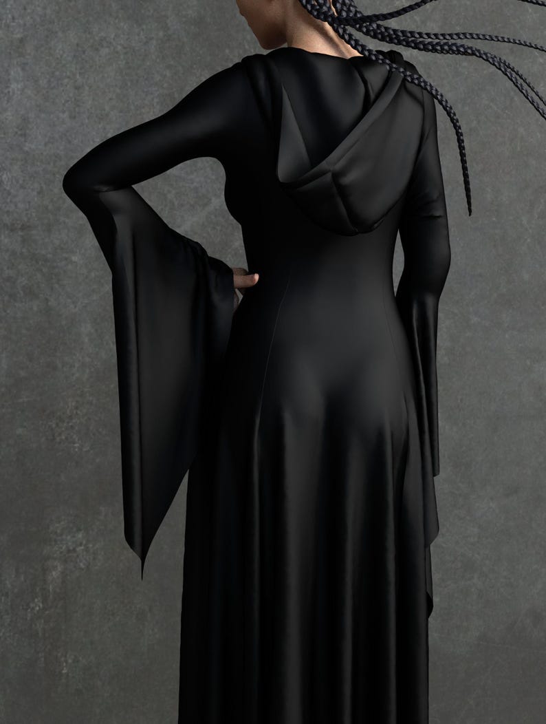Black Witch Dress: Long Sleeve Halloween Costume image 2