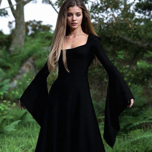 Witcher Style Long Black Dress: Halloween Costume, Cosplay