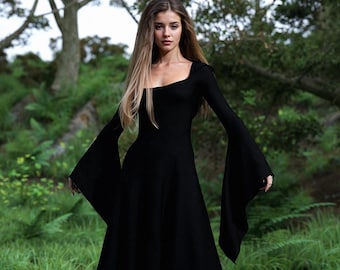 Witcher Style Long Black Dress: Halloween Costume, Cosplay