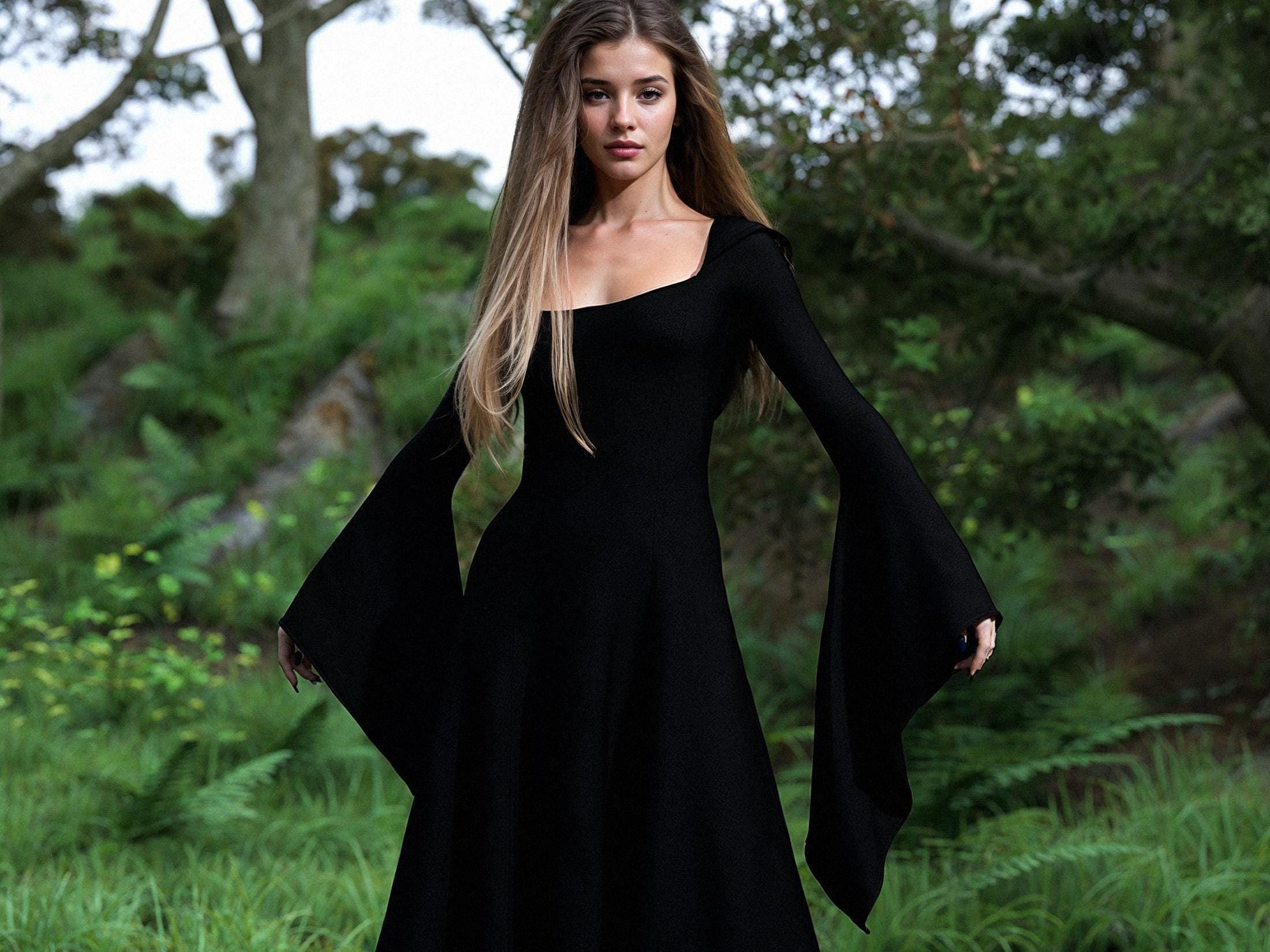 Witch Dress Black Linen - Etsy