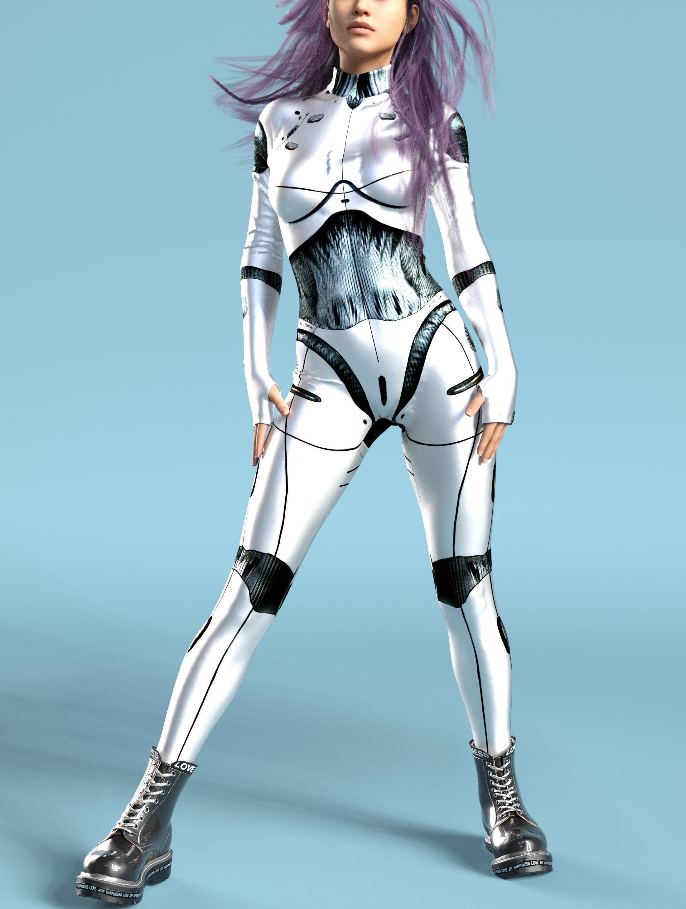 I-Androidボディスーツ：女性用スーパーヒーローコスプレコスチューム