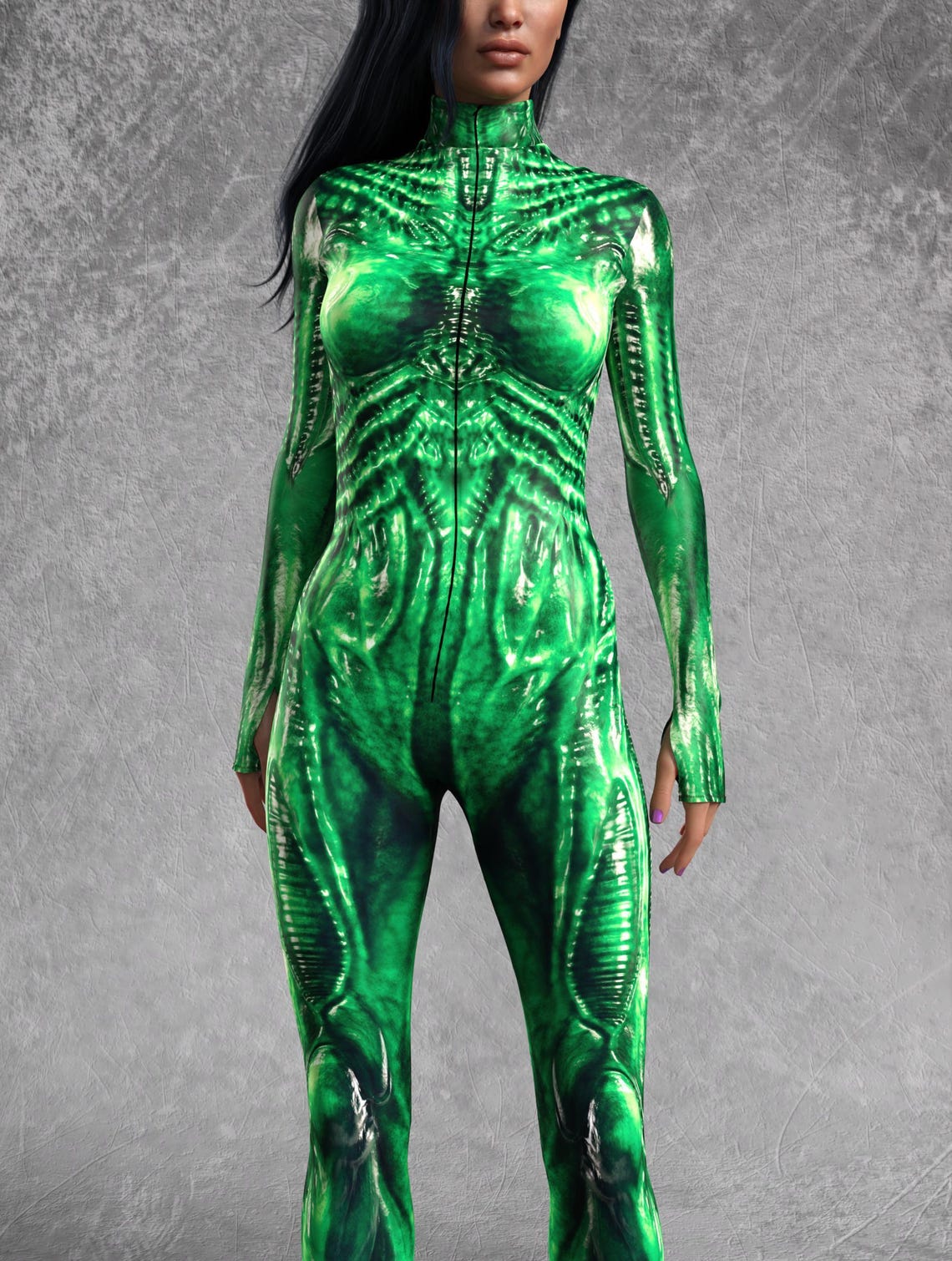 Exomorph Green Bodysuit: Futuristic Alien Costume - Festival Outfit - Etsy