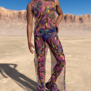 Mesh Rave Pants, Festival Mesh Pants, Festival Male Pants, Transparent Rave Pants, Psychedelic Men Pants, Rave Male Pants, Trippy Rave Pants