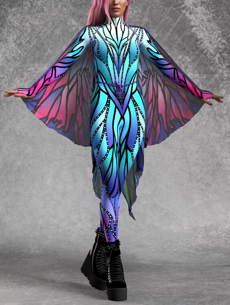 Azure Elemental Costume: Women's Festival Bodysuit With Wings - Etsy