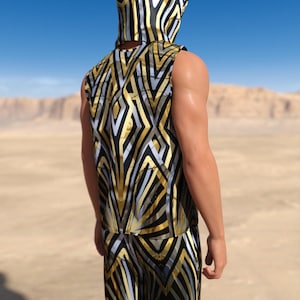 Festival Man Hood, Rave Hood Men, Festival Rave Hood, Man Hood, Hood Male, Rave Mesh Party Hood, Men Rave Clothing, Burning Men Clothing