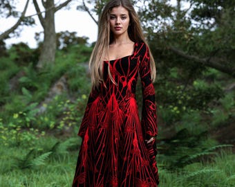 Black Goth Dress, Rave Black Outfit Woman, Gothic Witch Dress, Festival Dress Women, Gothic Dress Women, Witchy Red Dress, Hooded Goth Dress