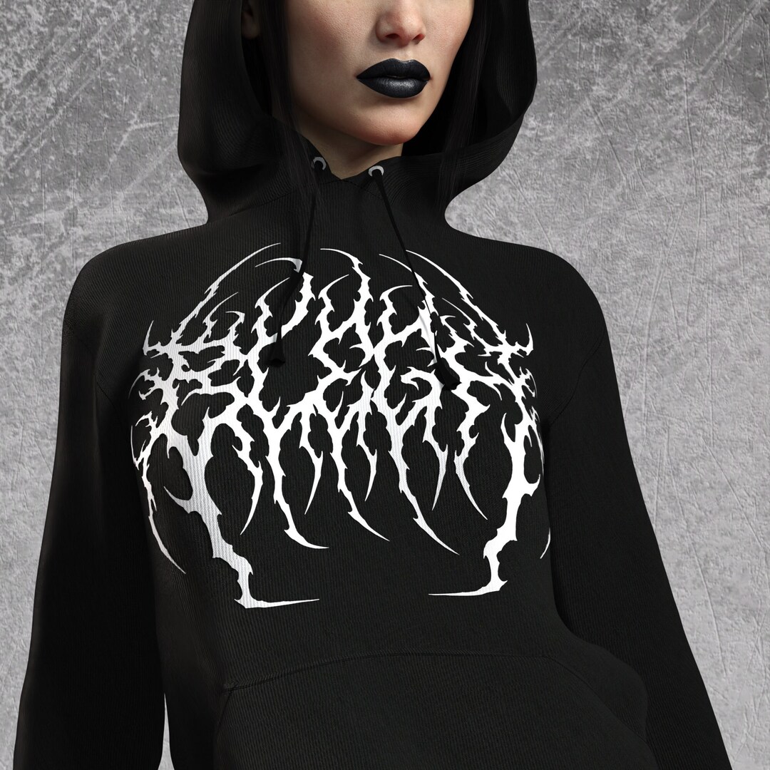 Death Metal Hoodie, Typography Hoodie, Unique Hardcore Black Hoodie